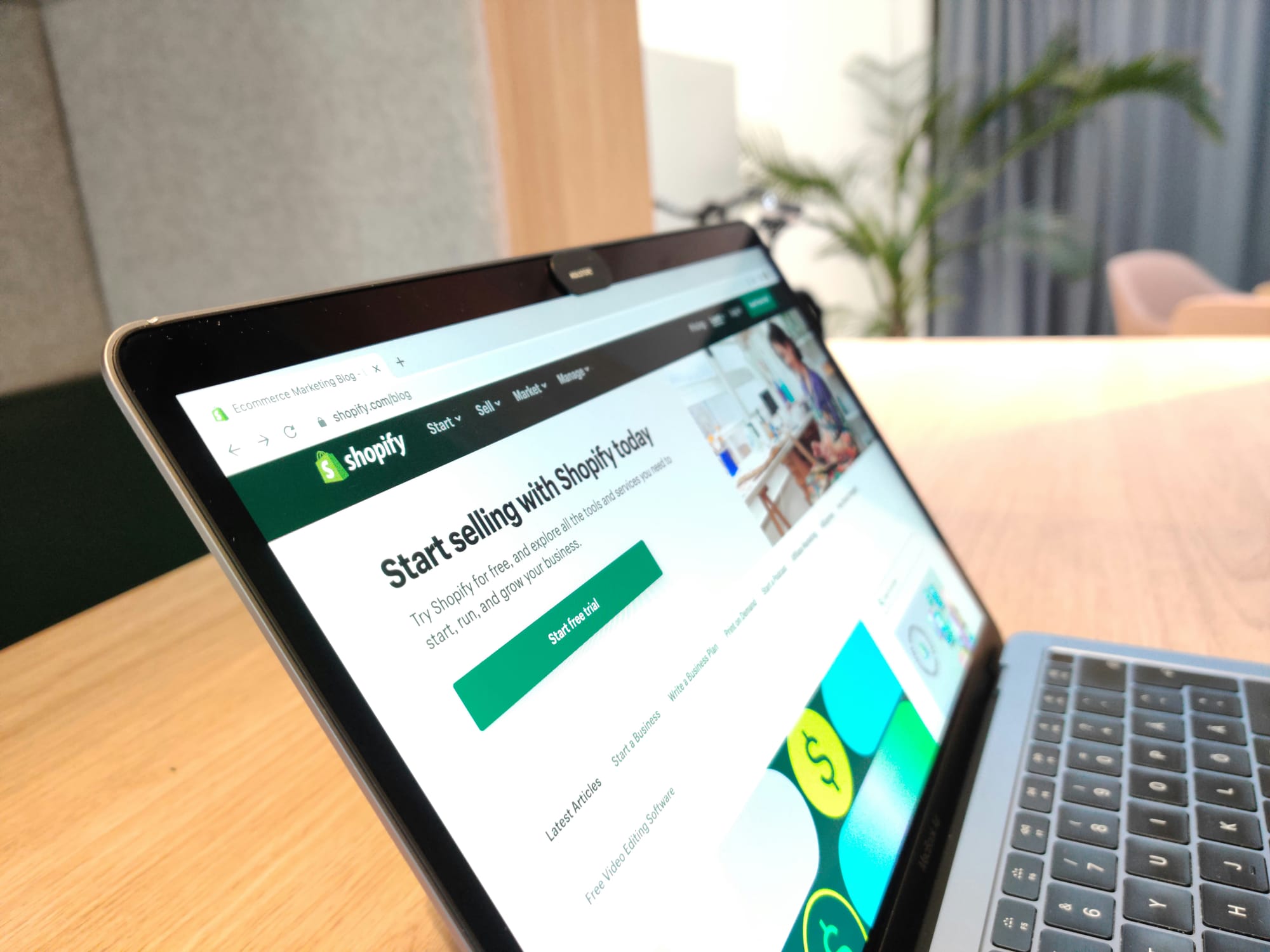 Laptop with Shopify on Screen